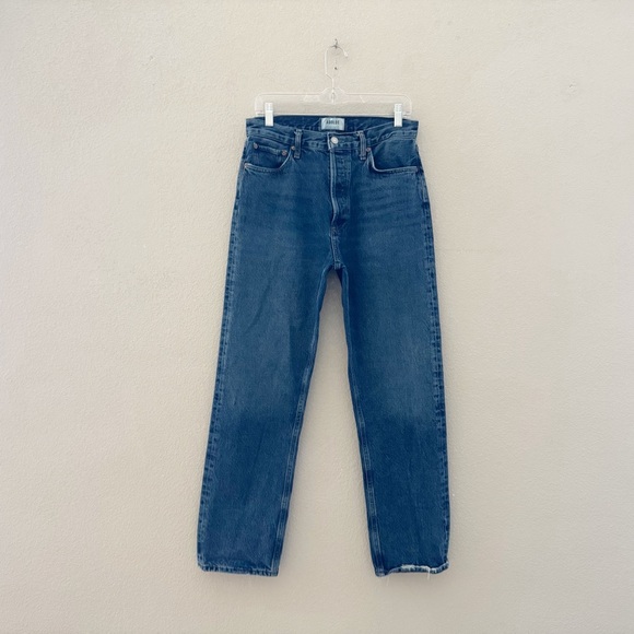 Agolde 90s Pinch Waist Straight Jeans High Rise Med Indigo Blue Button Fly 28 - Picture 5 of 16